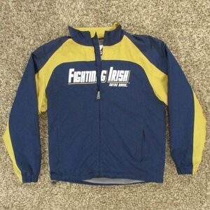 Notre Dame Jacket Men's Small Navy Blue Gold Fleece Lined Zip Irish Majestic‎